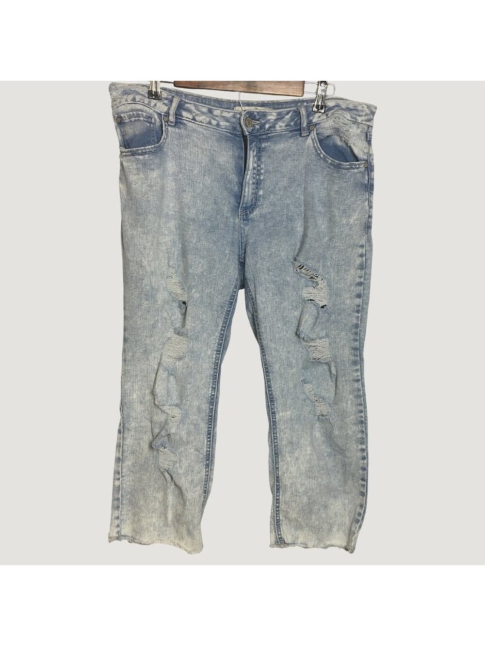 Est 1946 Cato Womens Denim Light Blue Distressed High-Rise Cropped Jeans Size 14